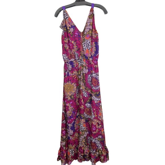 Pure Sugar XS Multicolor Boho Flowy Chiffon Floral Maxi Dress Ruffles Tie Waist - Picture 11 of 11